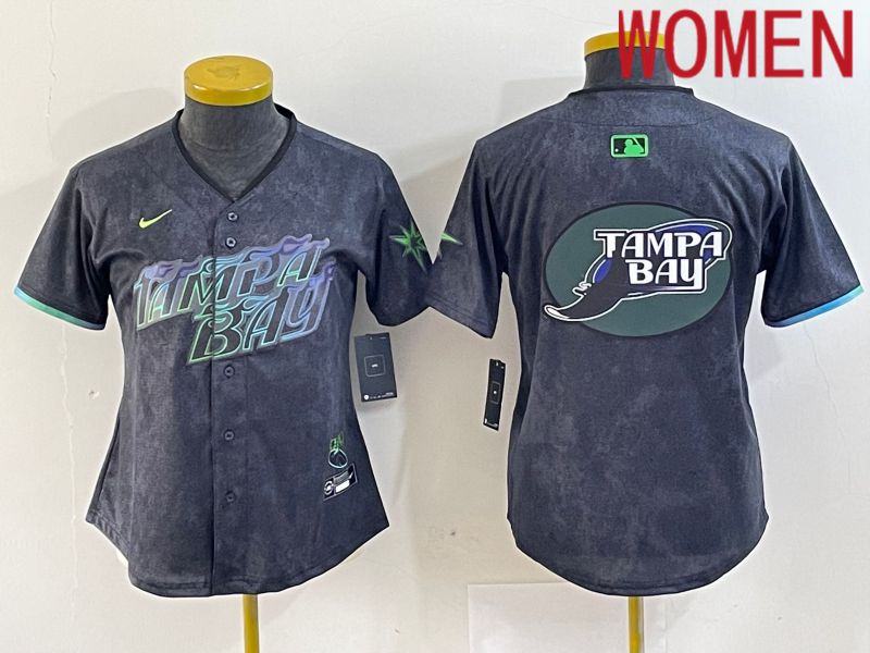 Women Tampa Bay Rays Blank Nike MLB Limited City Connect Black 2024 Jersey style 5
